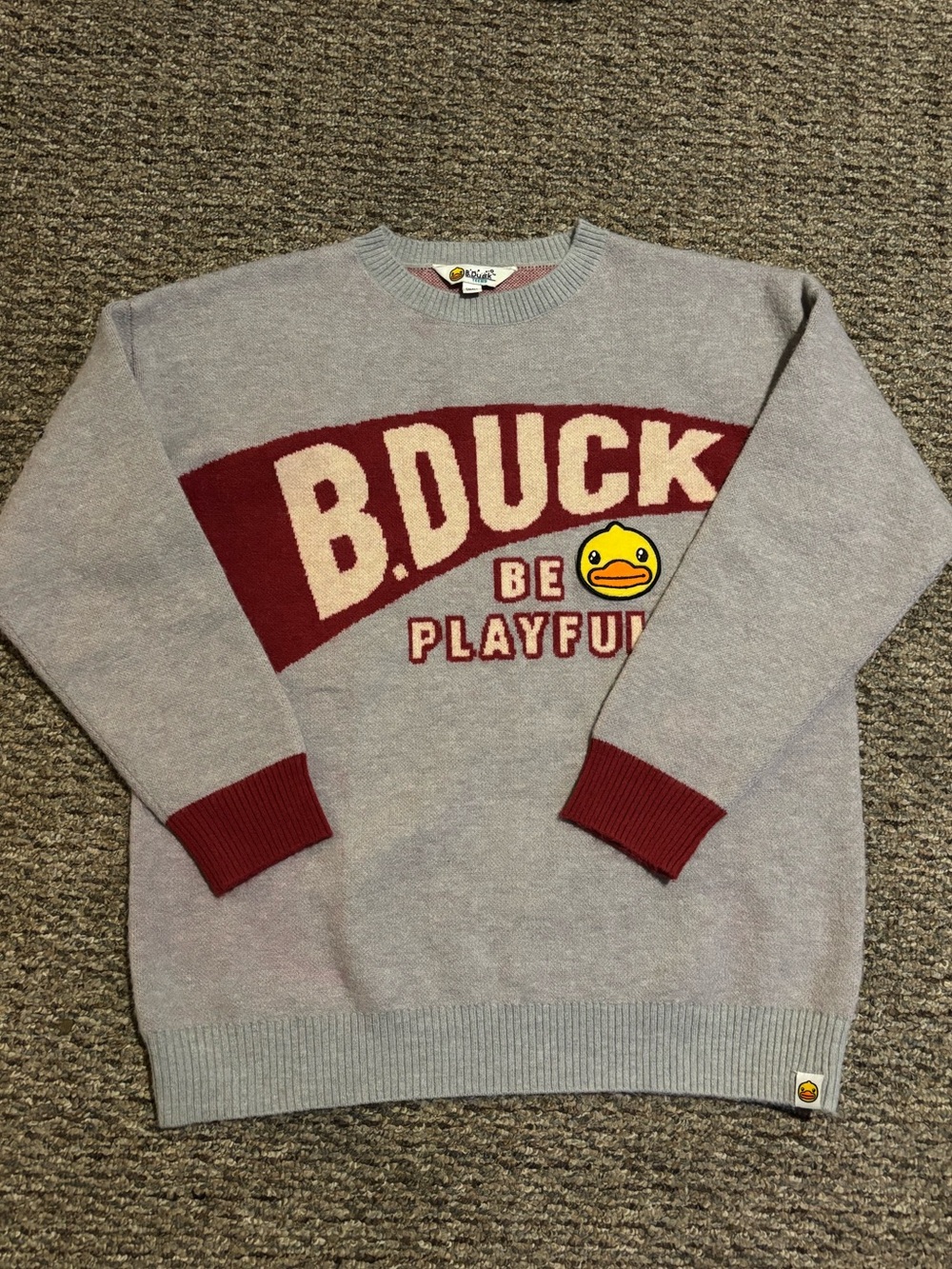 Gray & Maroon Crewneck Sweater - Small